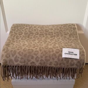 Aritzia Main Character Leopard Print Scarf in Tan